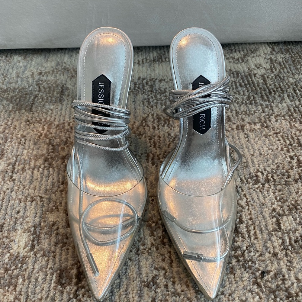 Jessica Rich “Bella” Metallic Silver Heels